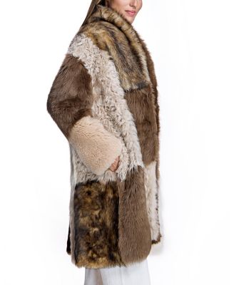 Women's Patchwork Shearling Coat