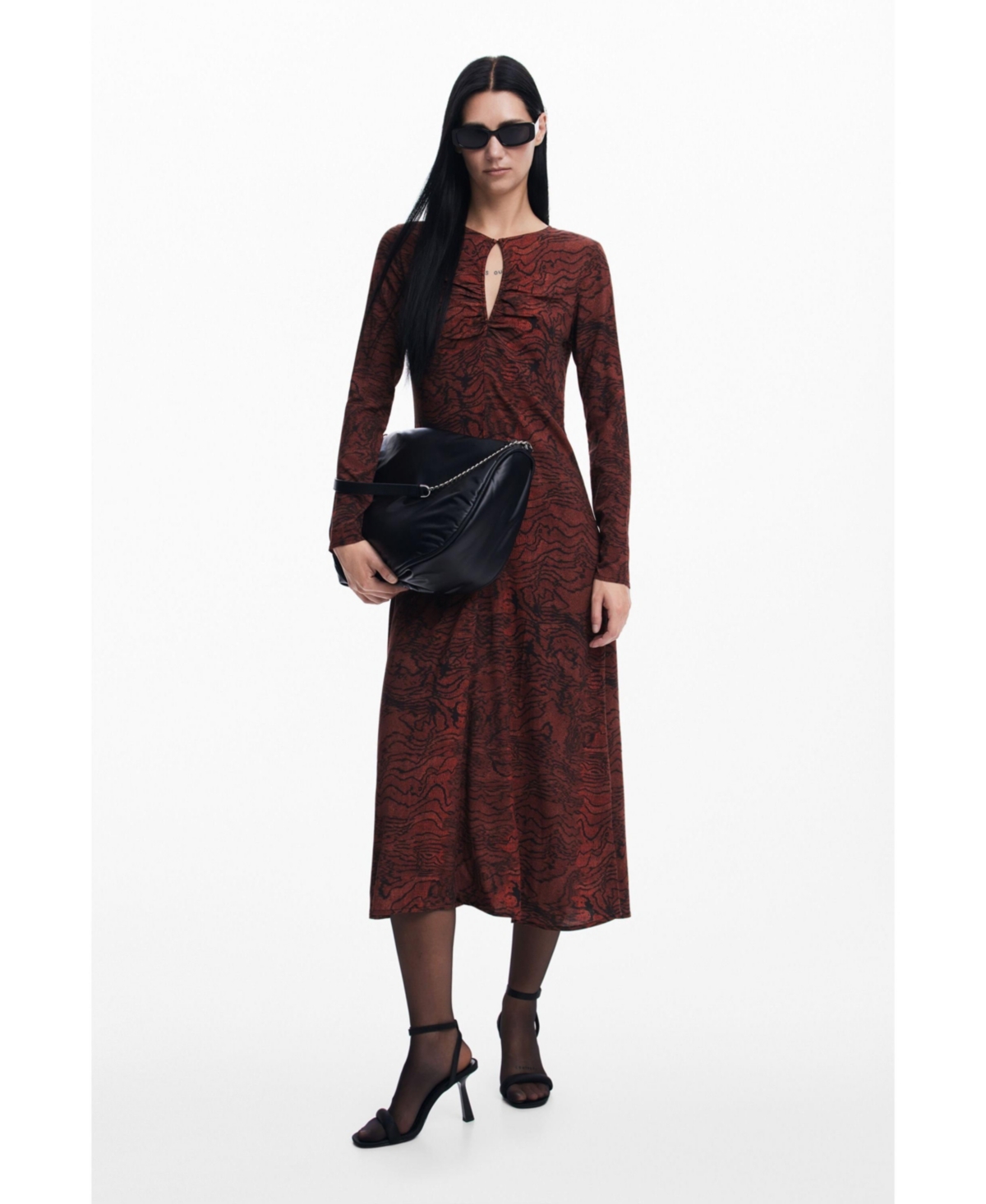 Women's Dress with lines - Red
