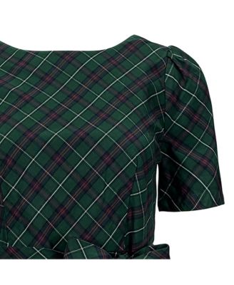 Women's Organic Short Sleeve Holiday Dress with Waist Sash