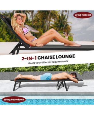 Patio Sunbathing Lounge Chair 5-Position Adjustable Tanning Chair