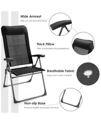 2 Pieces Portable Patio Folding Dining Chairs with Headrests Adjust
