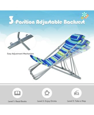 Portable Beach Chair Set of 2 with Headrest
