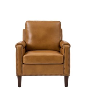 Kunz Transitional Genuine Leather Armchair with Removable Back Cushion