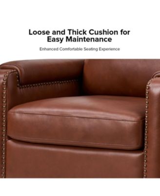 Kunz Transitional Genuine Leather Armchair with Removable Back Cushion