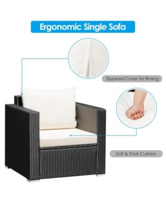 3 Pieces Patio Wicker Conversation Set with Cushion