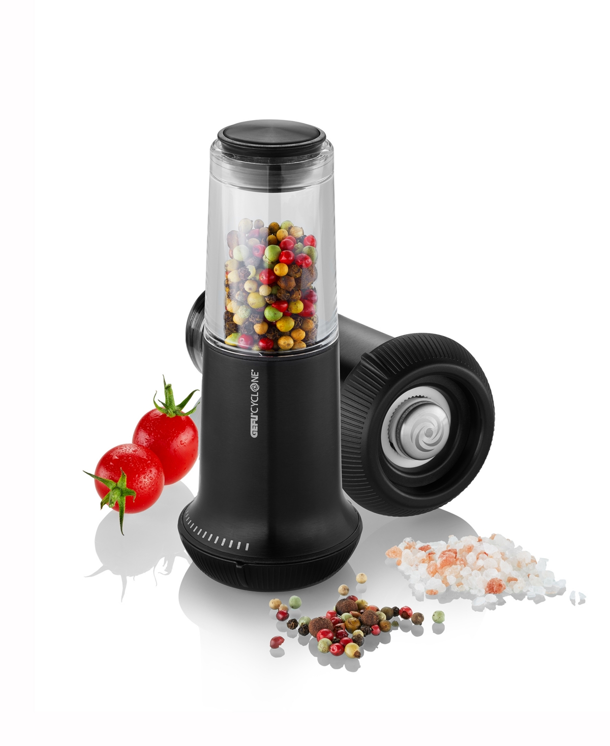 Gefu Stainless Steel With Ceramic Grinder Black Finish Salt Or Pepper Mill In Black