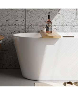 67" Acrylic Freestanding Bathtub – Glossy White Soaking Tub With Chrome Overflow and Drain, Cupc Certified for Quality and Safety