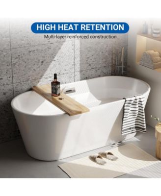 67" Acrylic Freestanding Bathtub – Glossy White Soaking Tub With Chrome Overflow and Drain, Cupc Certified for Quality and Safety