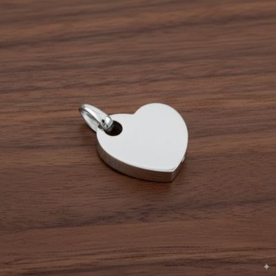 Sterling Silver .925 Cremation Heart 5/8 inch Pendant with 18 inch Necklace