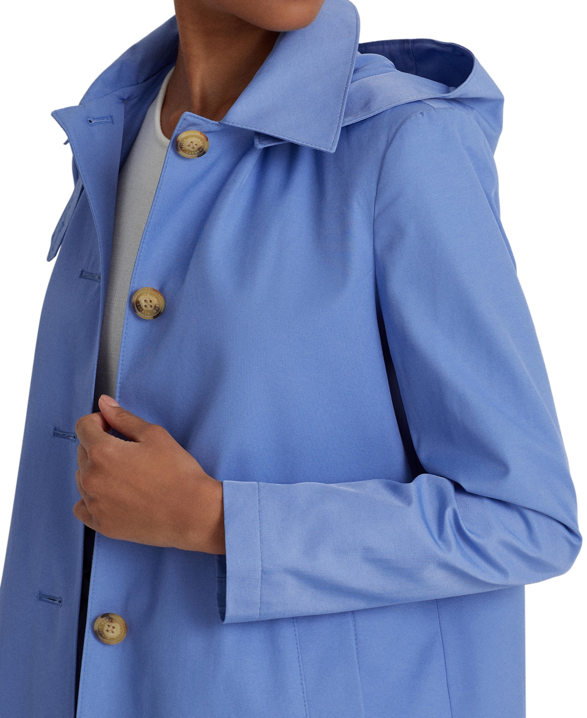 Ralph Lauren Women's Hooded Raincoat In French Blue