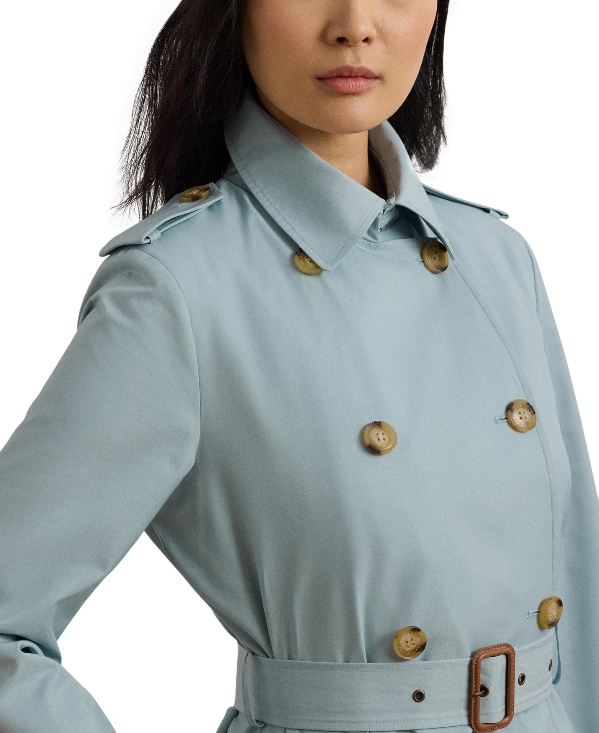 RALPH LAUREN WOMEN'S SHORT DOUBLE-BREASTED BELTED TRENCH COAT 