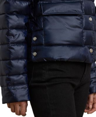 Petite Snap-Front Stand-Collar Packable Coat