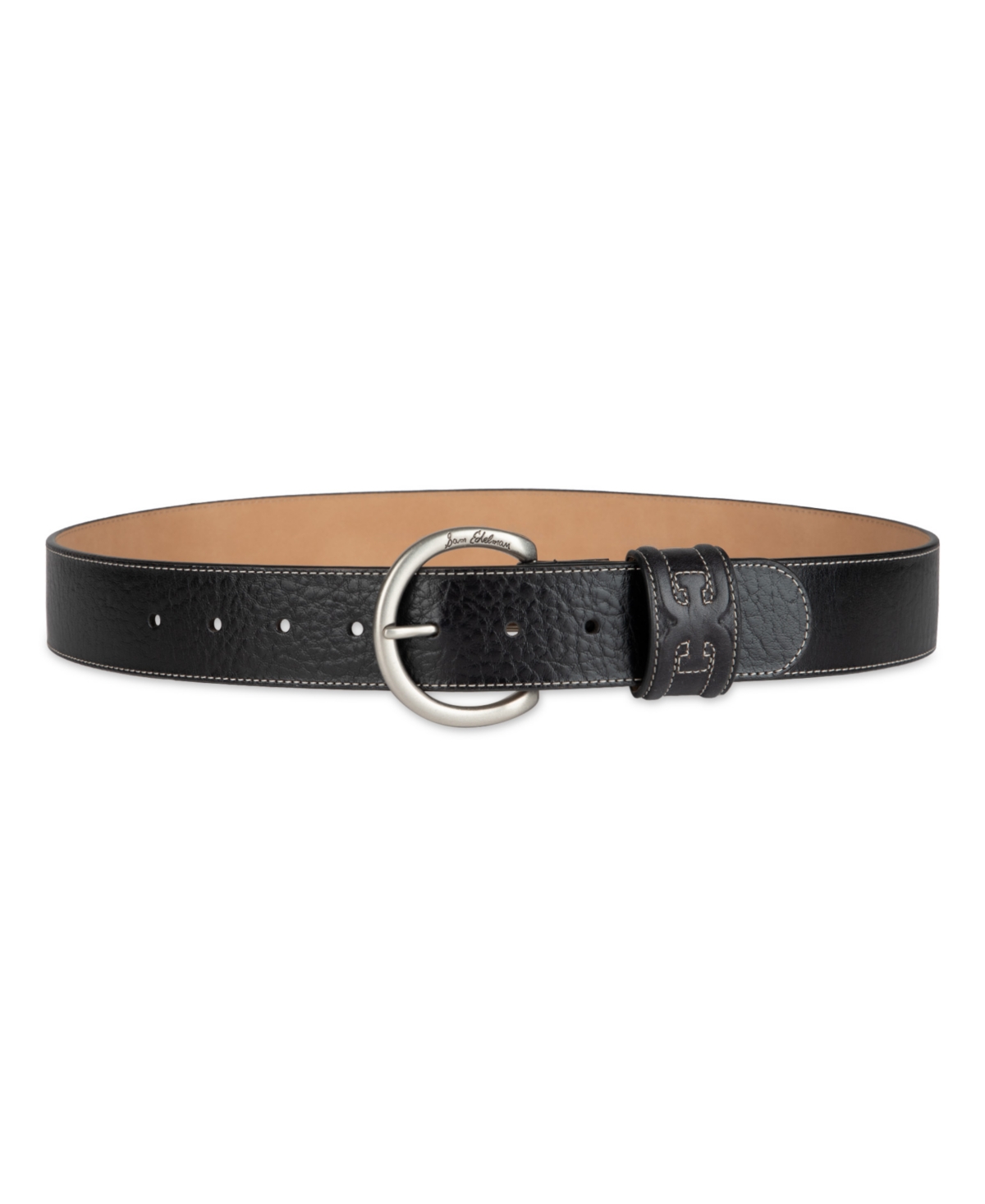 Shop Sam Edelman Women's Glossy Pebble Grain Textured Leather Belt In Black