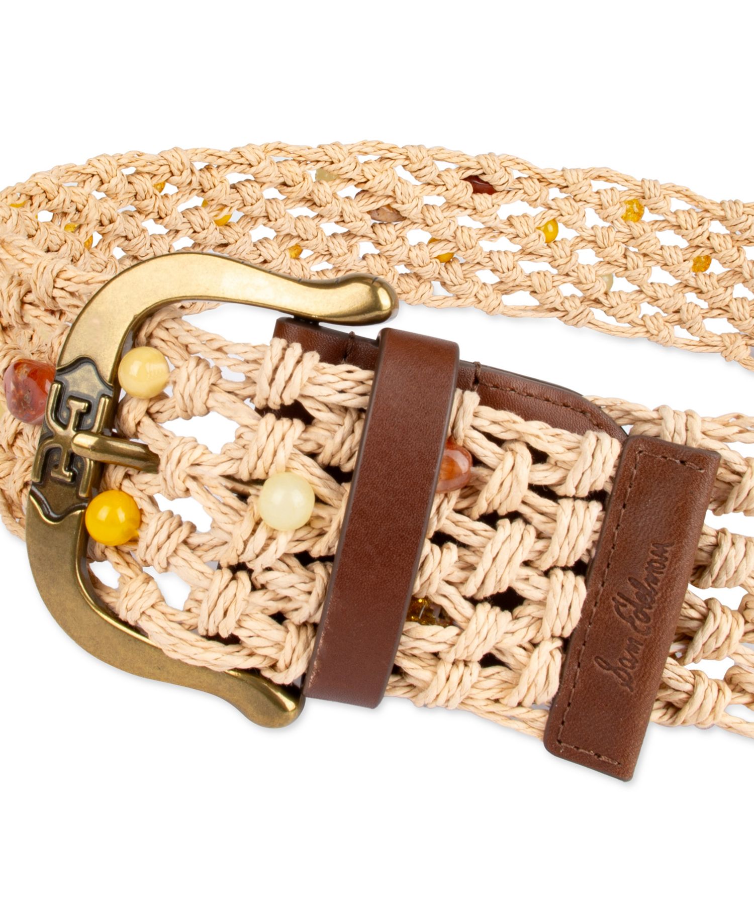 Women's Wide Beaded Macrame Belt