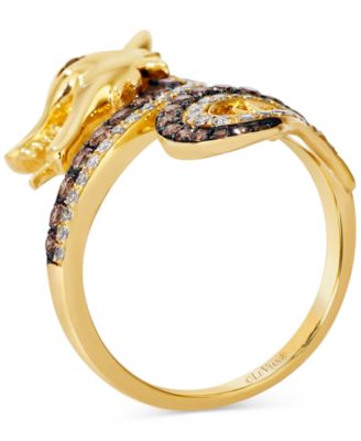 Chocolate Diamond, Nude Diamond, & Blackberry Diamond Dragon Ring (3/4 ct. t.w.) in 14k Gold
