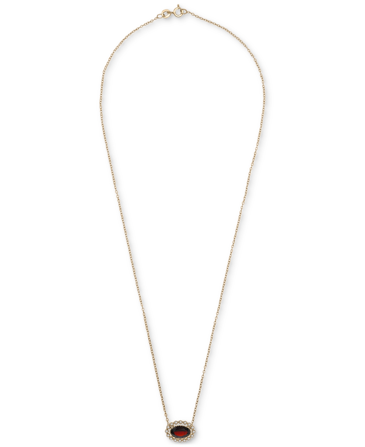 (1-7/8 ct. t.w.) & White Topaz (1/4 ct. t.w.) Oval Halo Pendant Necklace in 14k Gold-Plated Sterling Silver - Garnet, White Topaz