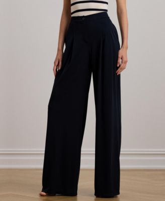 Women's Pleated Stretch Jersey Wide-Leg Pants, Regular & Petite