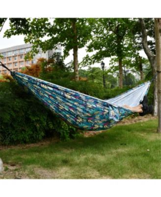 Portable Camping Hammock Cloth, Two Person Blue Leaf Print