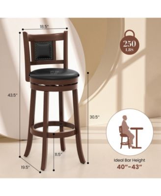 30.5 Inch Upholstered Bar Stools Set of 2 with Curved Backrest and Footrest