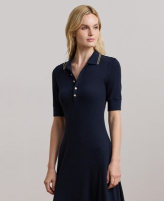 【POLO RALPH LAUREN】Stretch Cotton Long Dress Polo Ralph Lauren Stretch Cotton Long Dress With Logo in