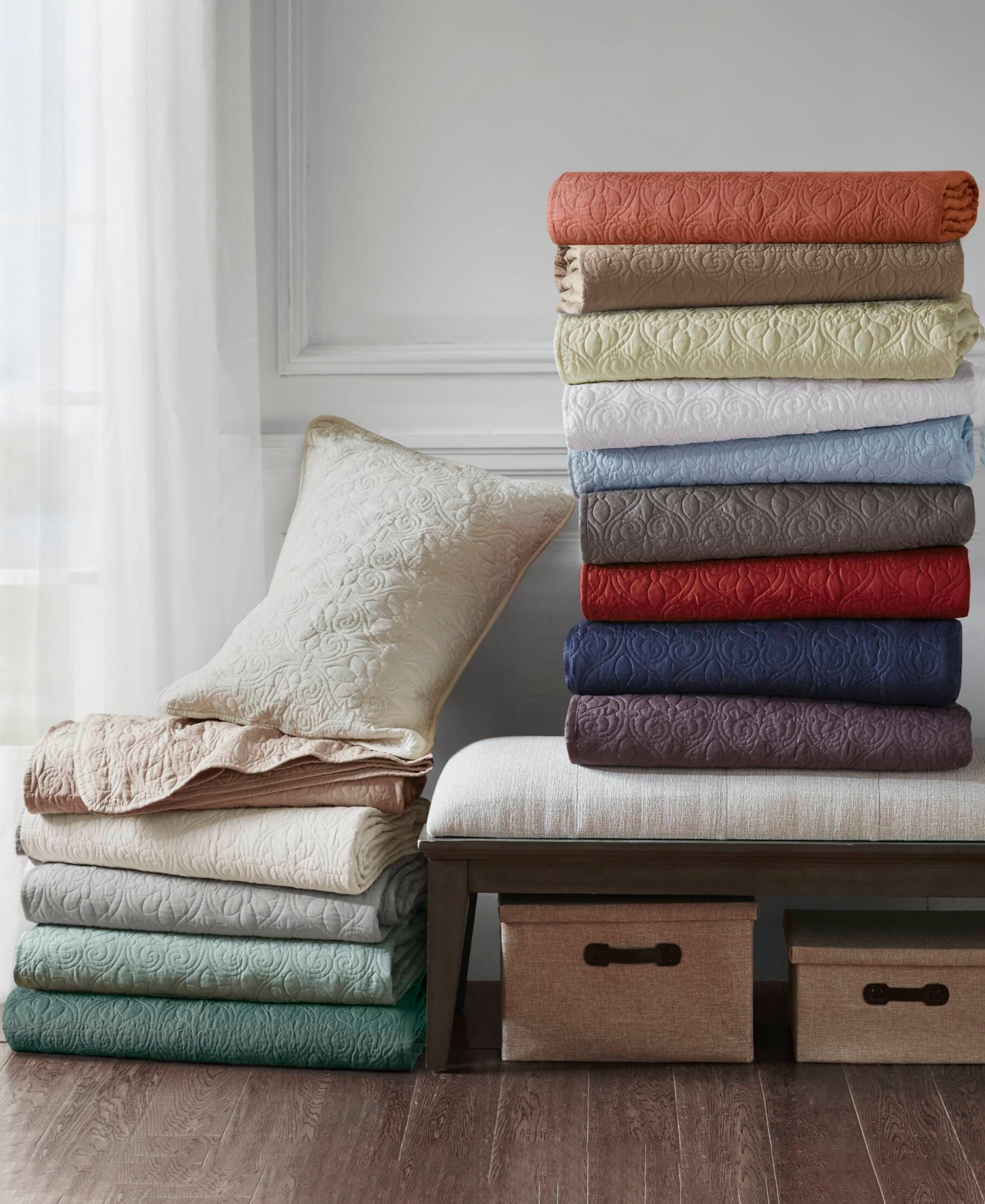 Madison Park Quebec Quilted 3-pc. Bedspread Set, Queen In Balsam Green