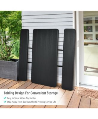 Folding Picnic Black Table Bench Set with Wood-like Texture