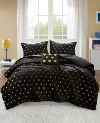 Rosalie Metallic Heart 4-Pc. Comforter Set, Full/Queen