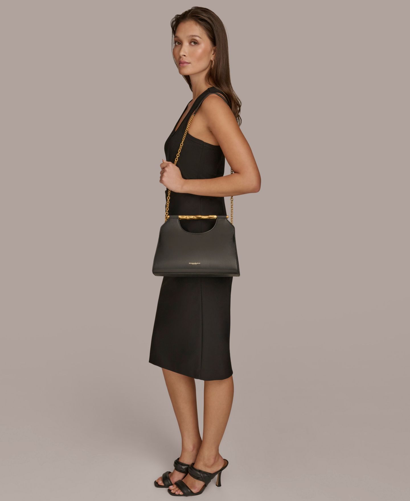 Женский клатч Donna Karan New York Commack Triple Compartment Clutch, цвет: Чёрный / Золотой — фото 2
