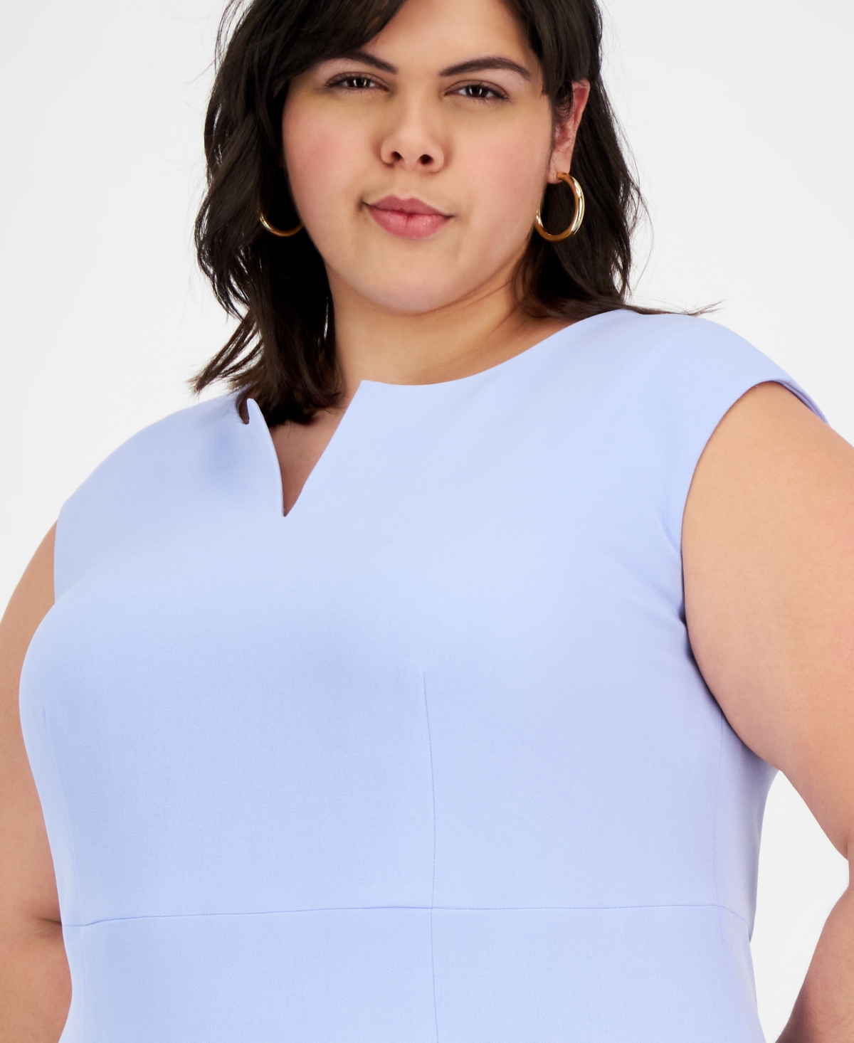 Kasper Plus Size Sleeveless V-neck Sheath Dress In California Sky