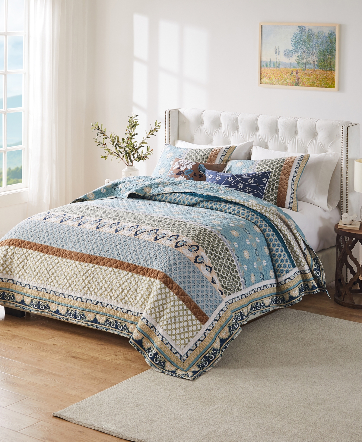 Greenland Home Fashions Thalia 3-pc. Quilt Set, Full/queen In Blue