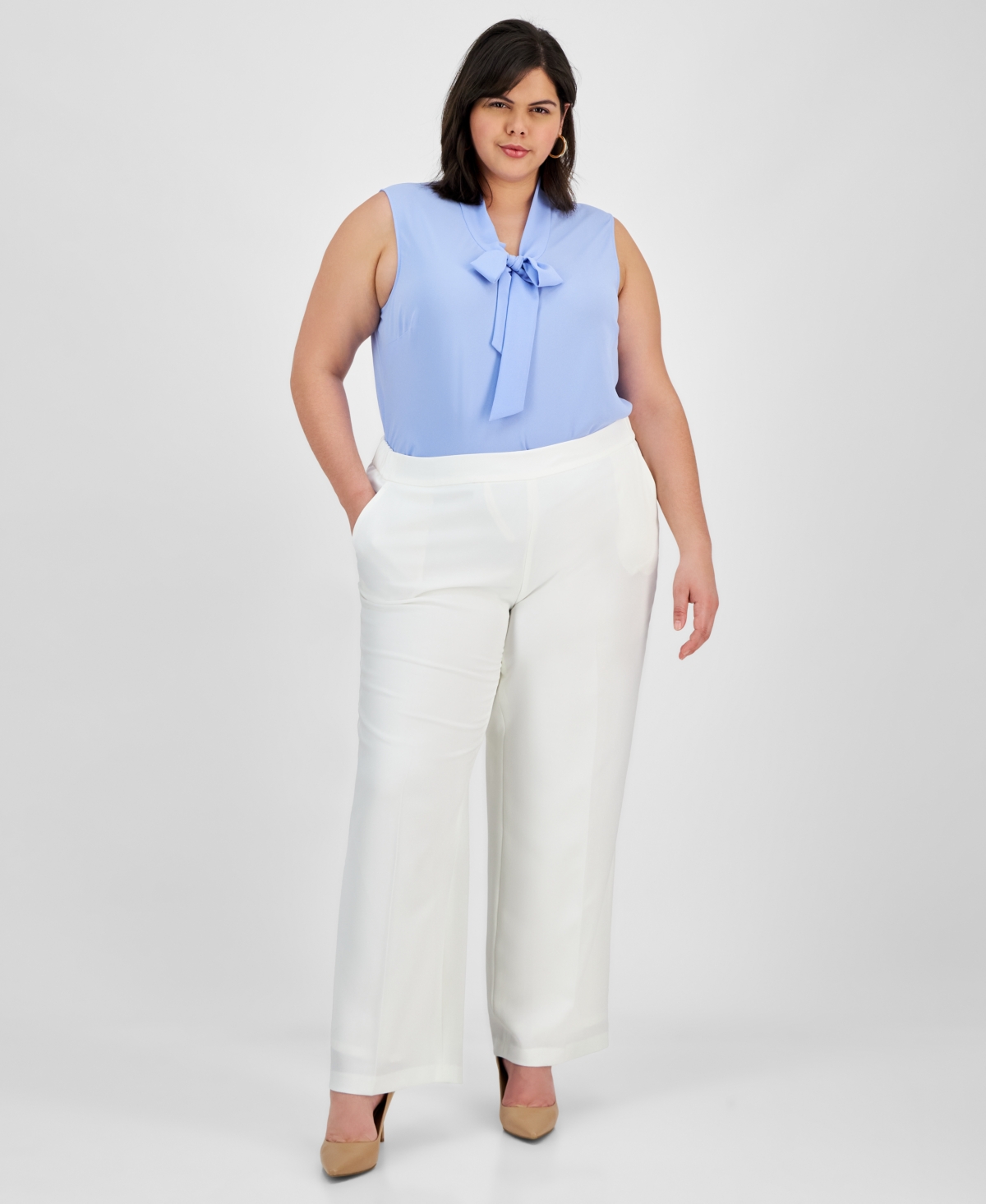 Plus Size Pull-On Wide-Leg Pants - Vanilla Ice