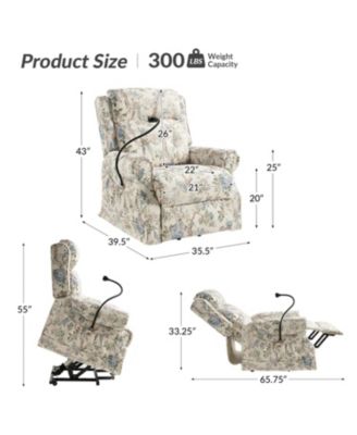 1 piece Polyester Ruprecht Farmhouse Lift Assist Power Recliner chair