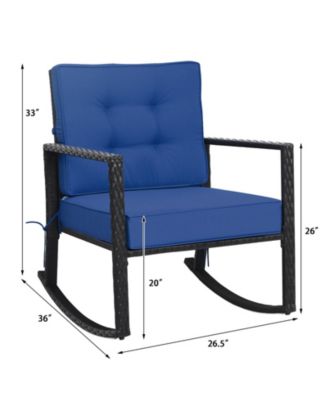 Patio Rattan Rocker Outdoor Glider Rocking Chair Cushion Lawn