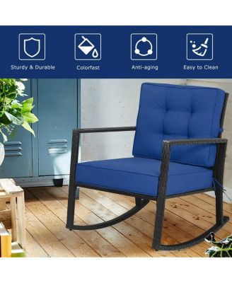 Patio Rattan Rocker Outdoor Glider Rocking Chair Cushion Lawn