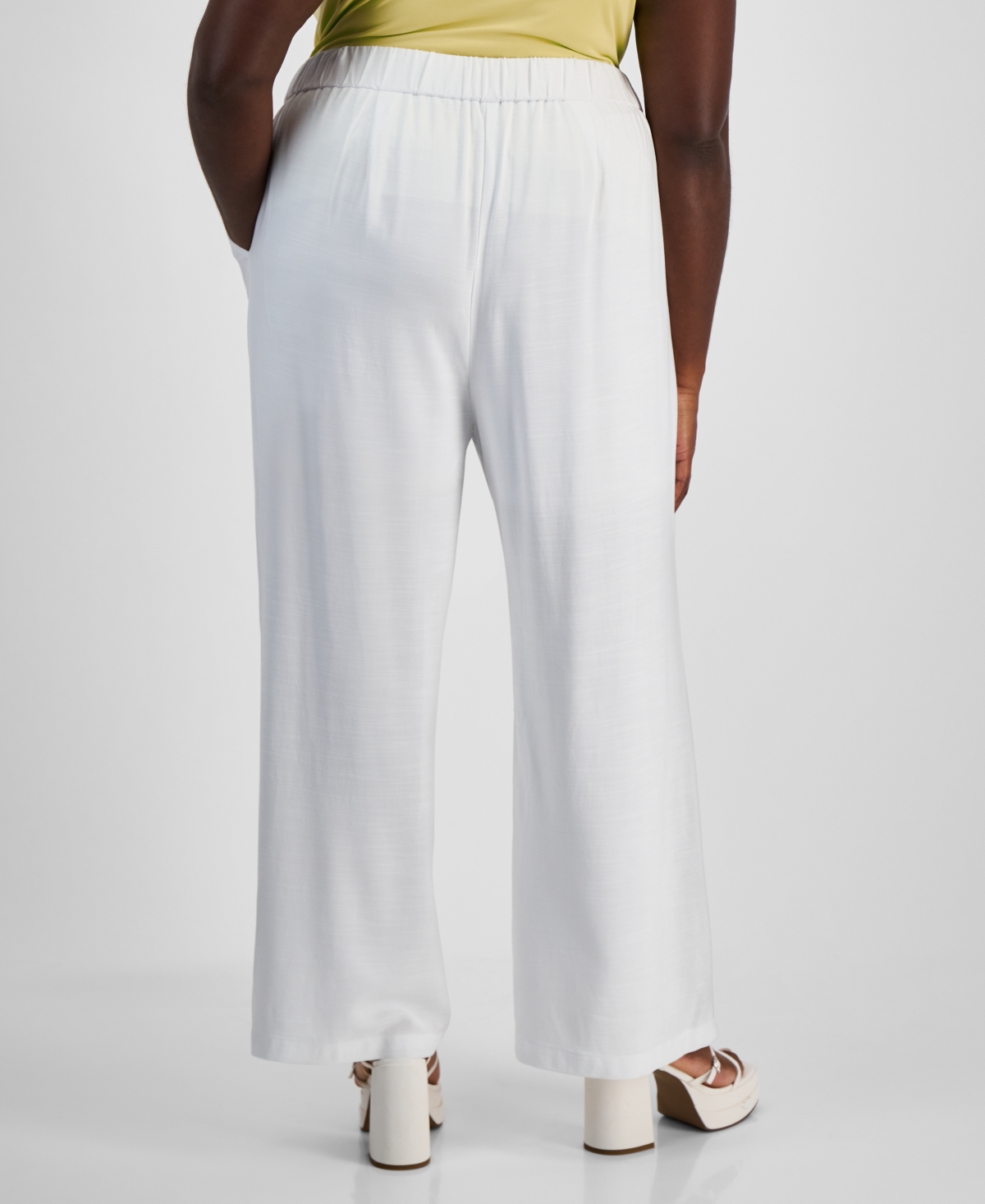 BAR III TRENDY PLUS SIZE GROMMET-BELT WIDE-LEG PANTS, CREATED FOR MACY'S 