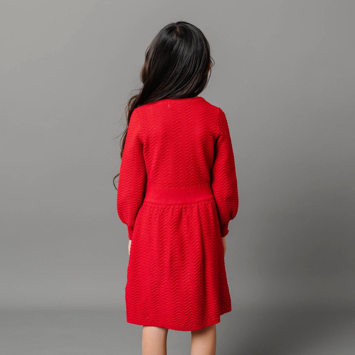 Hope & Henry Toddler Girls Organic Long Sleeve Balloon Sleeve Sweater Dress