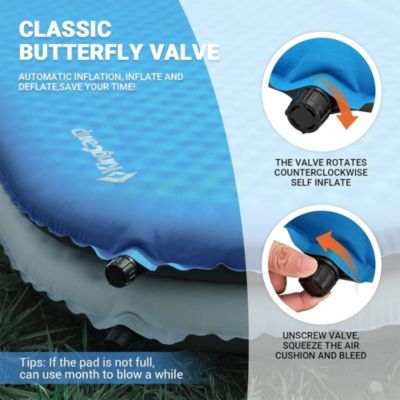 2 Person Self Inflating Double Air Camping Sleeping Pad, Blue/Charcoal