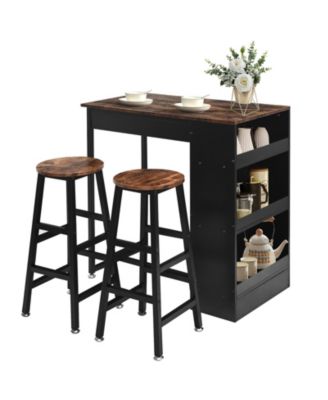 3 Pieces Bar Table Set with Storage