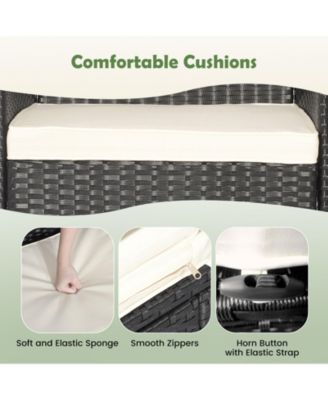 5 Pieces Outdoor Wicker Sofa Set with Coffee Table and 2 Ottomans