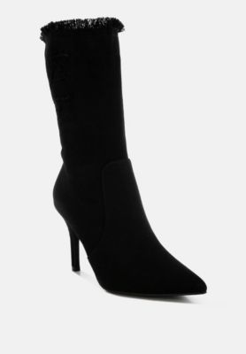 Womens Himkok Distressed Denim Mid-Calf Boots