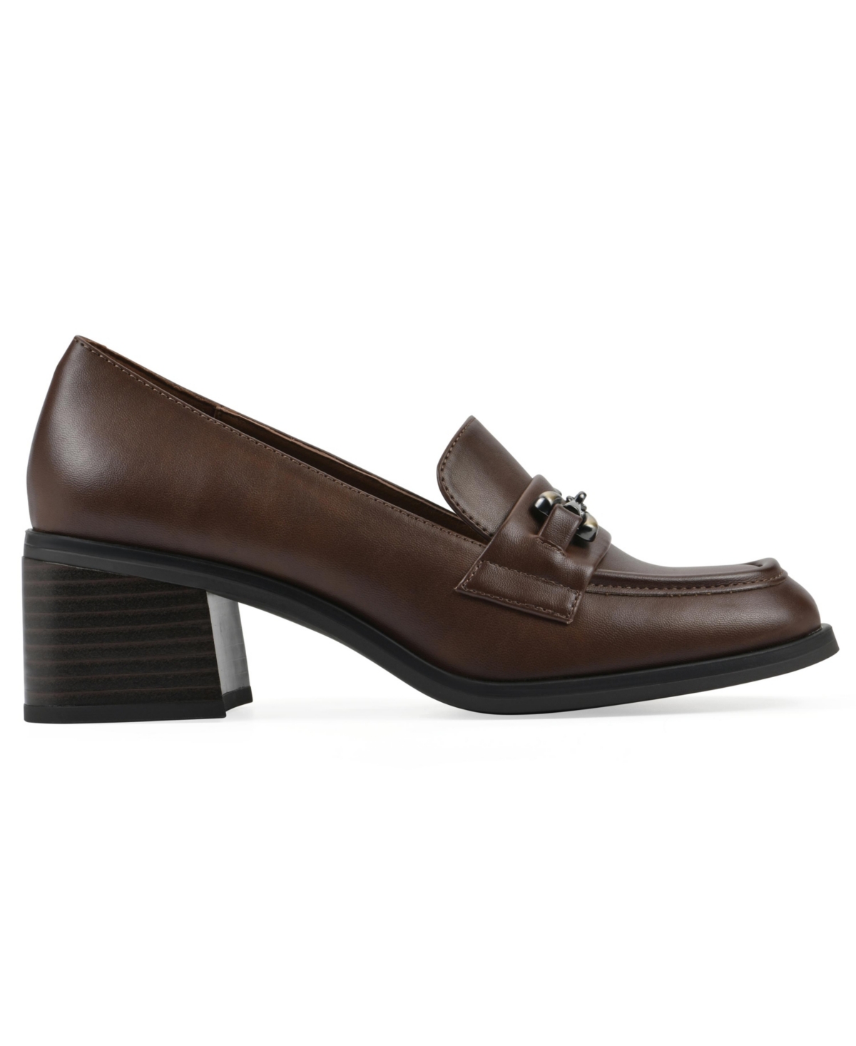 White Mountain Women's Nacho Heeled Loafers In Mocha Smooth