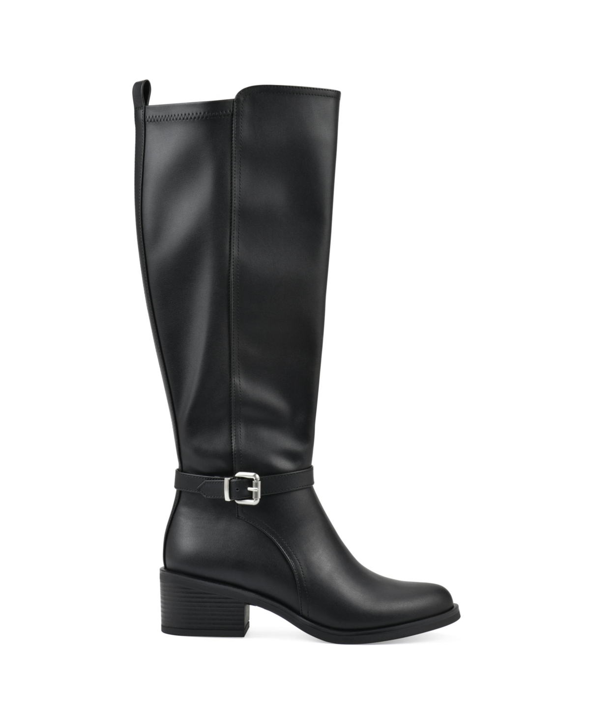 White Mountain Women's Custard Tall Shaft Riding Boots In Black Smooth