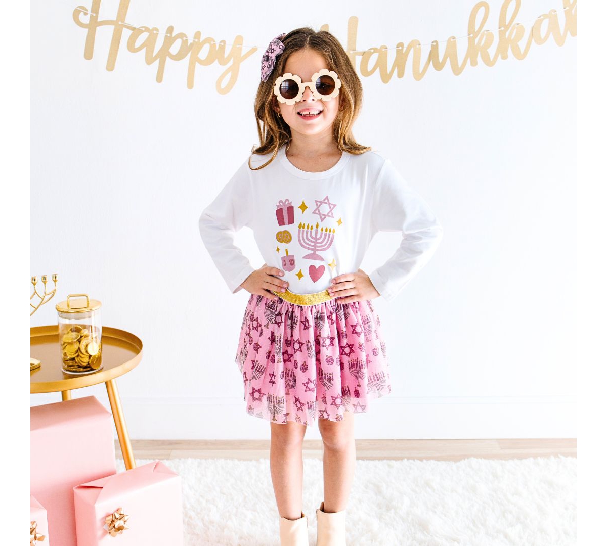 Sweet Wink Little and Big Girls Hanukkah BlushTutu Skirt - Pink