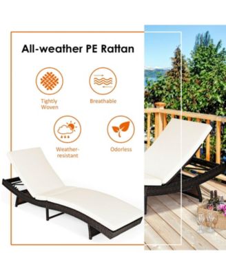 Patio Folding Chaise Lounge with 5 Adjustable Levels and Cushion