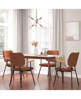 Set of 4 Fabric Kitchen Dining Chair Armchair Padded Modern Accent Chair Orange