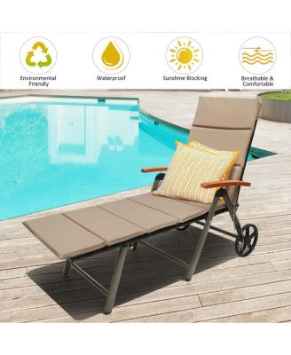 Foldable Outdoor Chaise Lounge Chair Wicker Recliner Chair with Aluminum Frame