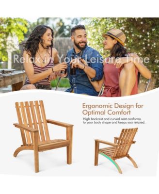 Outdoor Patio Acacia Wood Adirondack Lounge Armchair