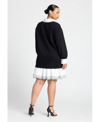 Women's Plus Size Twofer Mini Shirt Dress