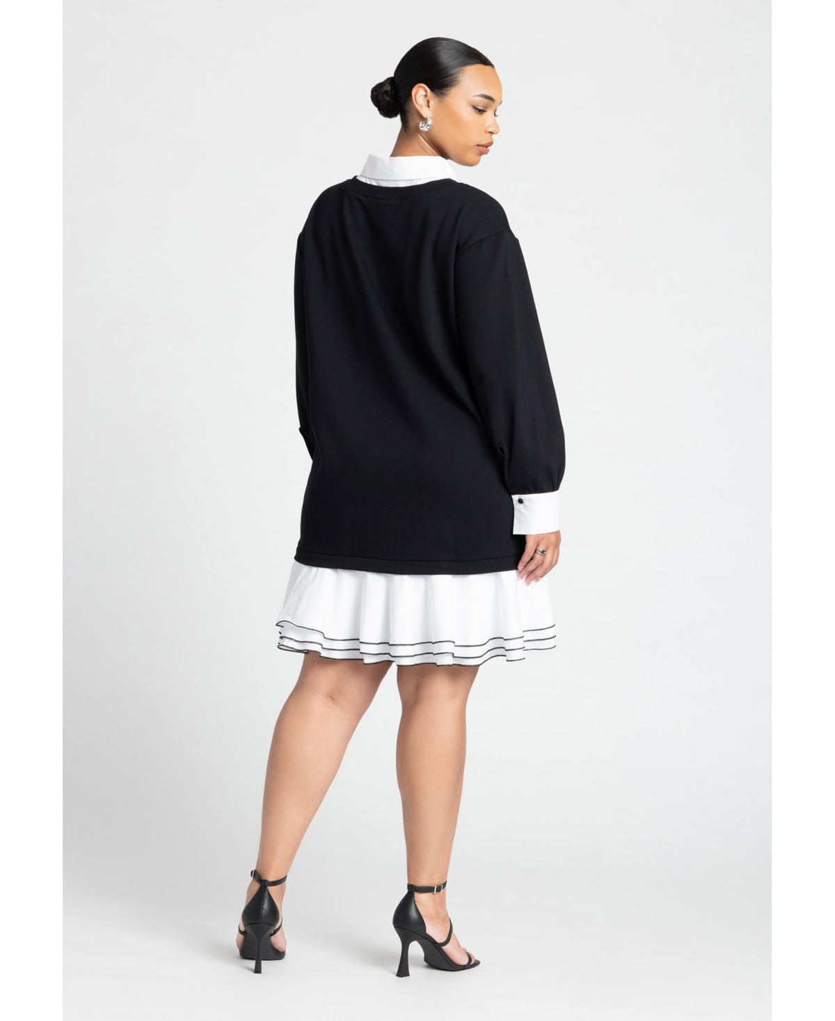 Eloquii Women's Plus Twofer Mini Shirt Dress