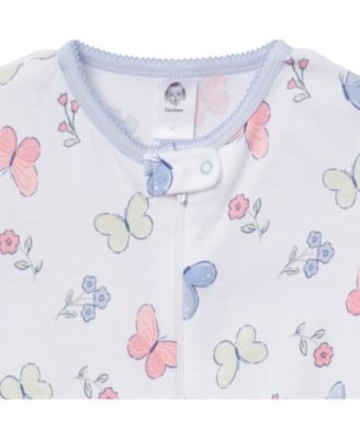 Baby Girls Baby Snug Fit Footed Pajamas, 2-Pack, Butterflies
